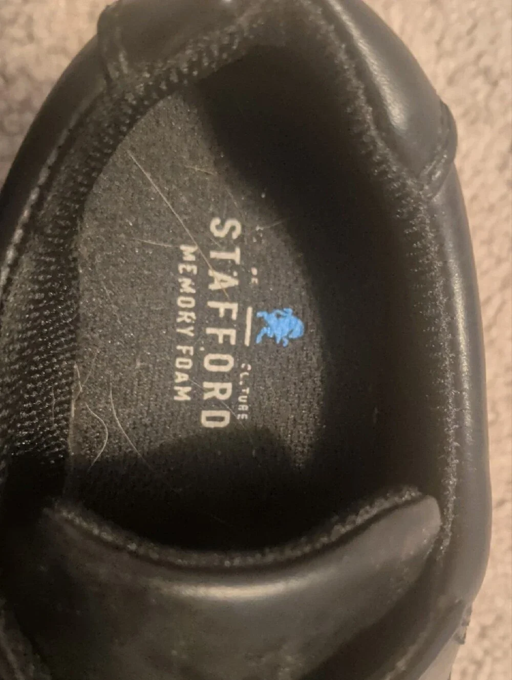 Stafford Black Leather Derby Lace-Up Shoes